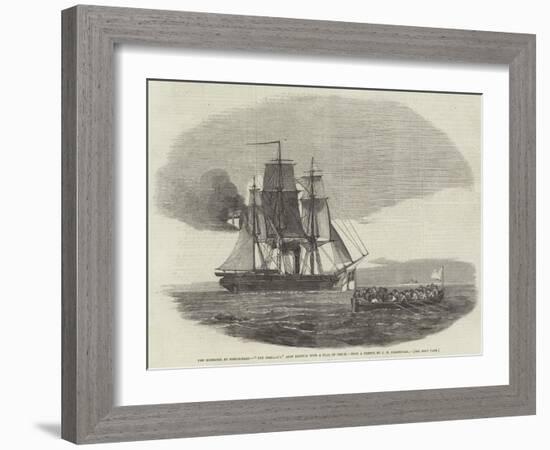 The Massacre at Hango-Head, The Cossack'S Boat Leaving with a Flag of Truce-John Wilson Carmichael-Framed Giclee Print