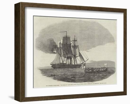 The Massacre at Hango-Head, The Cossack'S Boat Leaving with a Flag of Truce-John Wilson Carmichael-Framed Giclee Print