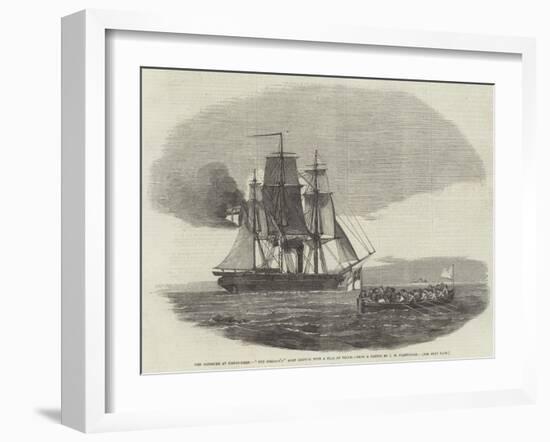 The Massacre at Hango-Head, The Cossack'S Boat Leaving with a Flag of Truce-John Wilson Carmichael-Framed Giclee Print