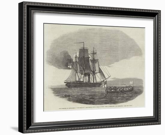 The Massacre at Hango-Head, The Cossack'S Boat Leaving with a Flag of Truce-John Wilson Carmichael-Framed Giclee Print