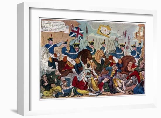The Massacre of Peterloo, or Britons Strike Home, 1819-George Cruikshank-Framed Giclee Print