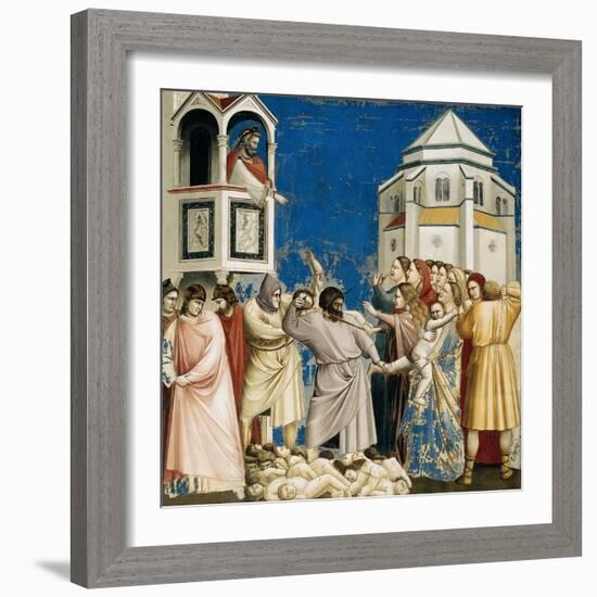 The Massacre of the Innocents, Detail from Life and Passion of Christ, 1303-1305-Giotto di Bondone-Framed Giclee Print