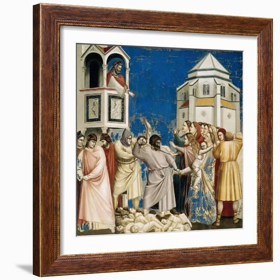 The Massacre of the Innocents, Detail from Life and Passion of Christ, 1303-1305-Giotto di Bondone-Framed Giclee Print