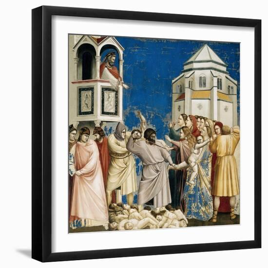 The Massacre of the Innocents, Detail from Life and Passion of Christ, 1303-1305-Giotto di Bondone-Framed Giclee Print