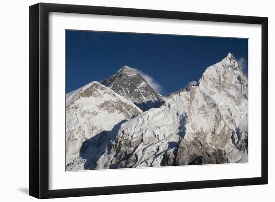 The massive black pyramid summit of Mount Everest, from Kala Patar, Khumbu Region, Nepal, Himalayas-Alex Treadway-Framed Photographic Print