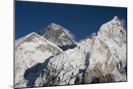 The massive black pyramid summit of Mount Everest, from Kala Patar, Khumbu Region, Nepal, Himalayas-Alex Treadway-Mounted Photographic Print