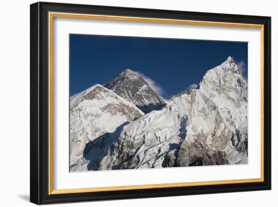 The massive black pyramid summit of Mount Everest, from Kala Patar, Khumbu Region, Nepal, Himalayas-Alex Treadway-Framed Photographic Print