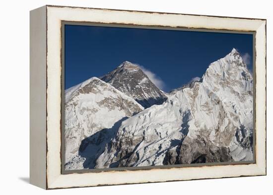 The massive black pyramid summit of Mount Everest, from Kala Patar, Khumbu Region, Nepal, Himalayas-Alex Treadway-Framed Premier Image Canvas