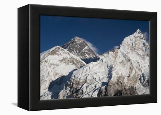 The massive black pyramid summit of Mount Everest, from Kala Patar, Khumbu Region, Nepal, Himalayas-Alex Treadway-Framed Premier Image Canvas