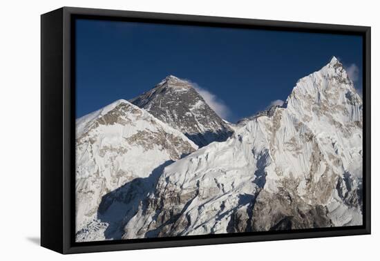 The massive black pyramid summit of Mount Everest, from Kala Patar, Khumbu Region, Nepal, Himalayas-Alex Treadway-Framed Premier Image Canvas