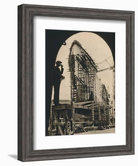 'The Massive Hull, partly placed', 1930-1934, (1936)-Unknown-Framed Photographic Print