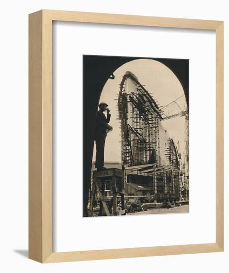 'The Massive Hull, partly placed', 1930-1934, (1936)-Unknown-Framed Photographic Print