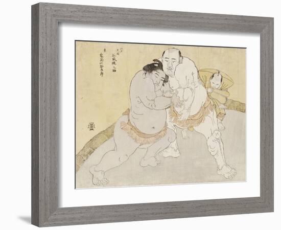 The Match Between Tanikaze Kajinosuke and Kimenzan Tanigoro-Katsukawa Shunsho-Framed Giclee Print