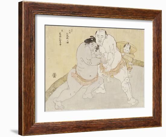 The Match Between Tanikaze Kajinosuke and Kimenzan Tanigoro-Katsukawa Shunsho-Framed Giclee Print