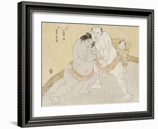 The Match Between Tanikaze Kajinosuke and Kimenzan Tanigoro-Katsukawa Shunsho-Framed Giclee Print