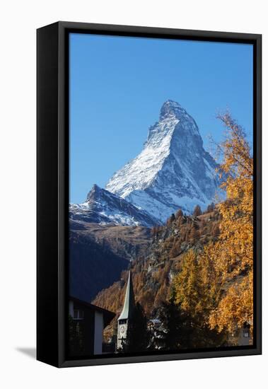 The Matterhorn, 4478m, in autumn, Zermatt, Valais, Swiss Alps, Switzerland, Europe-Christian Kober-Framed Premier Image Canvas