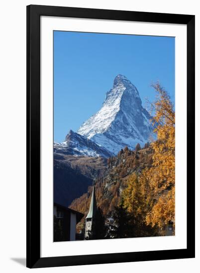 The Matterhorn, 4478m, in autumn, Zermatt, Valais, Swiss Alps, Switzerland, Europe-Christian Kober-Framed Photographic Print