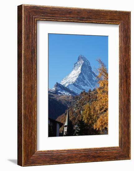 The Matterhorn, 4478m, in autumn, Zermatt, Valais, Swiss Alps, Switzerland, Europe-Christian Kober-Framed Photographic Print