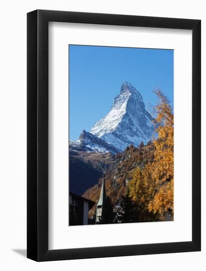 The Matterhorn, 4478m, in autumn, Zermatt, Valais, Swiss Alps, Switzerland, Europe-Christian Kober-Framed Photographic Print