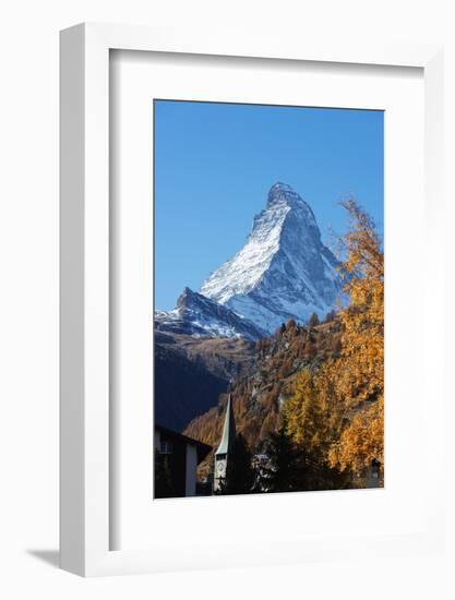 The Matterhorn, 4478m, in autumn, Zermatt, Valais, Swiss Alps, Switzerland, Europe-Christian Kober-Framed Photographic Print