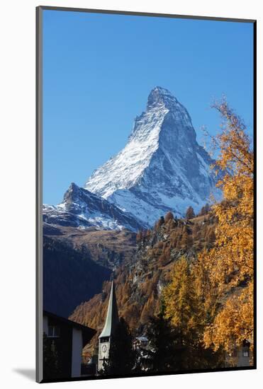 The Matterhorn, 4478m, in autumn, Zermatt, Valais, Swiss Alps, Switzerland, Europe-Christian Kober-Mounted Photographic Print