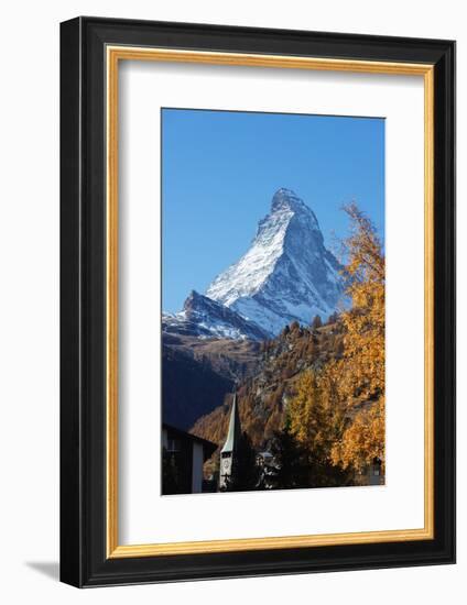 The Matterhorn, 4478m, in autumn, Zermatt, Valais, Swiss Alps, Switzerland, Europe-Christian Kober-Framed Photographic Print