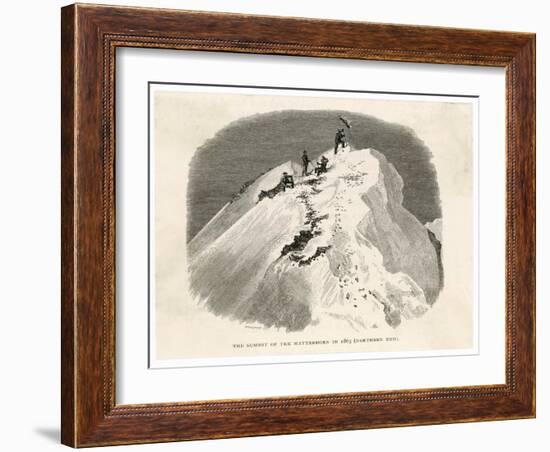 The Matterhorn Edward Whymper Plants a Flag on the Summit-Edward Whymper-Framed Art Print