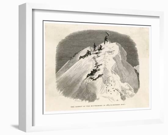 The Matterhorn Edward Whymper Plants a Flag on the Summit-Edward Whymper-Framed Art Print