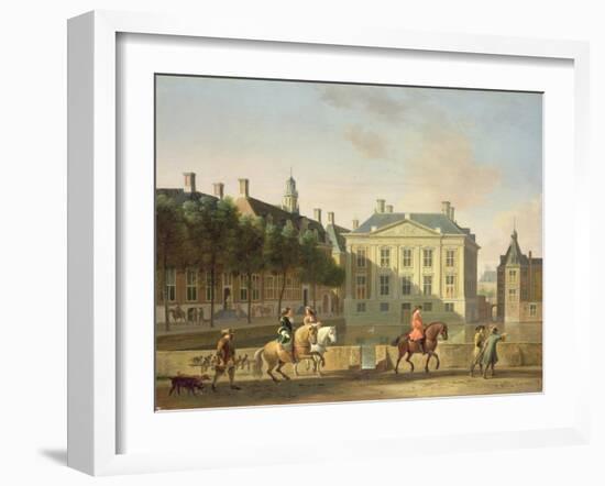 The Mauritshuis from the Langevijverburg, the Hague, with Hawking Party in the Foreground-Gerrit Adriaensz Berckheyde-Framed Giclee Print