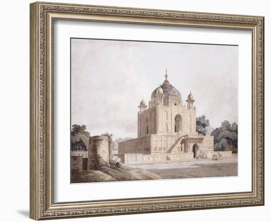 The Mausoleum of Sultan Parviz, Near Allahabad (Pencil, Pen and Black Ink, W/C)-William Daniell-Framed Giclee Print