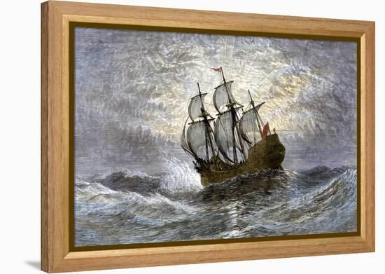 The Mayflower Bringing the First Colonists to Massachusetts-null-Framed Premier Image Canvas