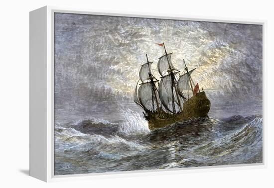 The Mayflower Bringing the First Colonists to Massachusetts-null-Framed Premier Image Canvas