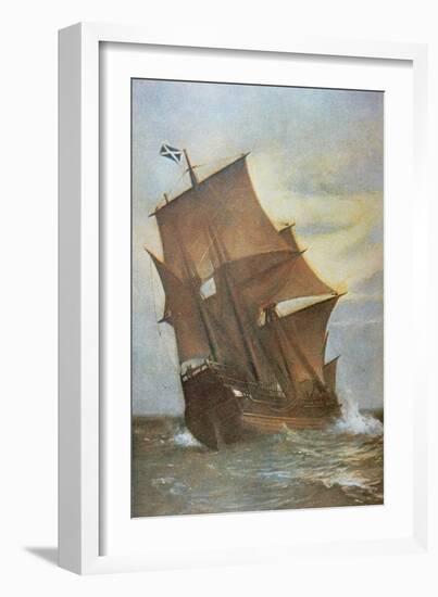 The Mayflower Carrying the Pilgrim Fathers across the Atlantic to America in 1620-Marshall Johnson-Framed Giclee Print