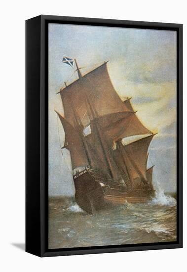 The Mayflower Carrying the Pilgrim Fathers across the Atlantic to America in 1620-Marshall Johnson-Framed Premier Image Canvas