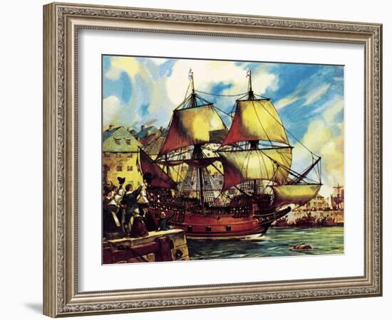 The Mayflower Leaves Plymouth-McConnell-Framed Giclee Print