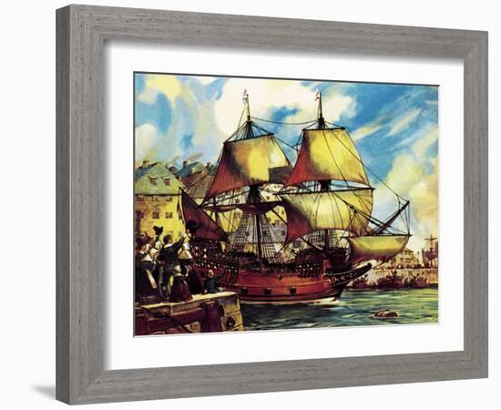 The Mayflower Leaves Plymouth-McConnell-Framed Giclee Print