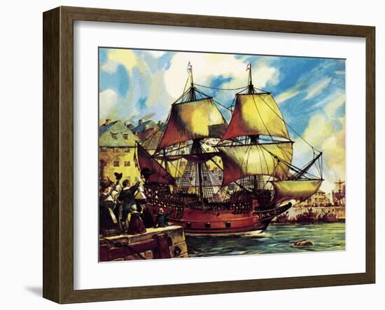 The Mayflower Leaves Plymouth-McConnell-Framed Giclee Print