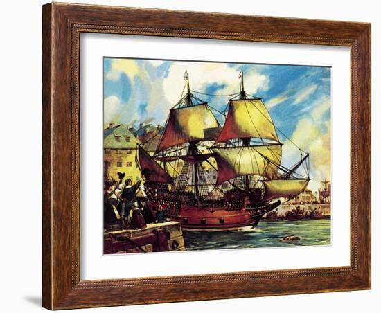 The Mayflower Leaves Plymouth-McConnell-Framed Giclee Print