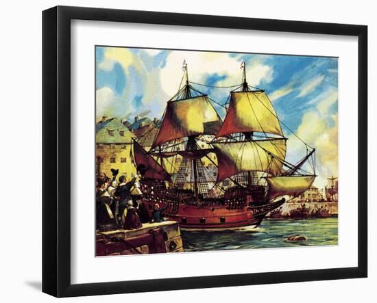 The Mayflower Leaves Plymouth-McConnell-Framed Giclee Print