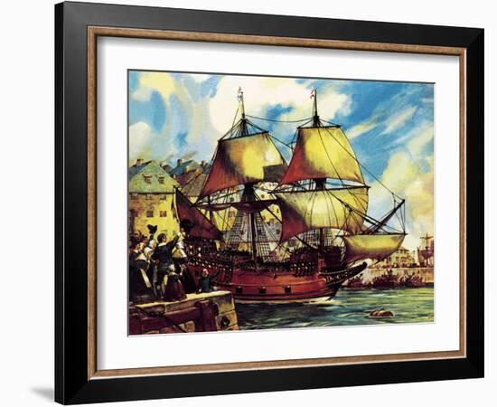 The Mayflower Leaves Plymouth-McConnell-Framed Giclee Print