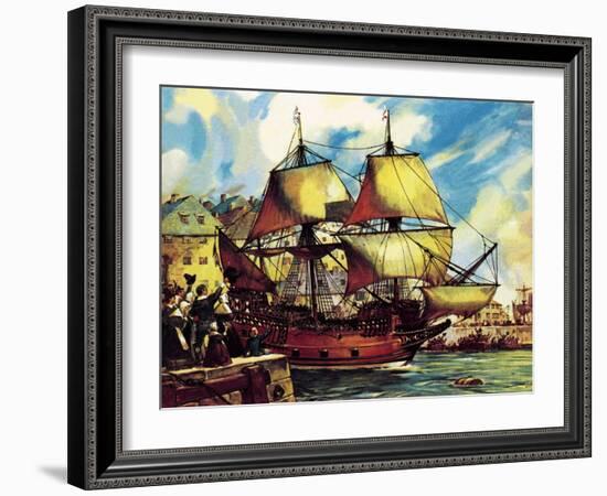 The Mayflower Leaves Plymouth-McConnell-Framed Giclee Print