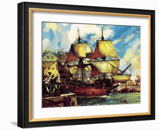 The Mayflower Leaves Plymouth-McConnell-Framed Giclee Print