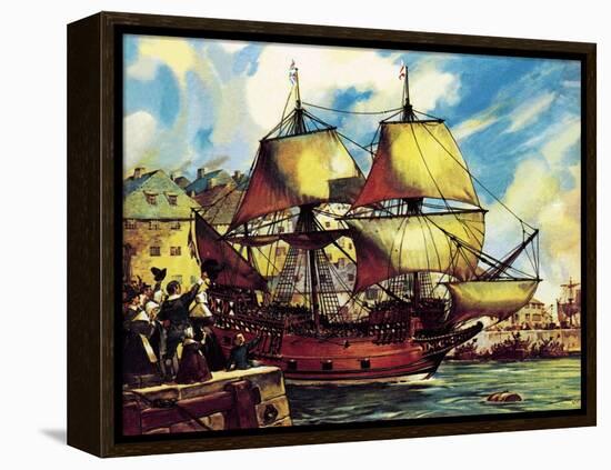 The Mayflower Leaves Plymouth-McConnell-Framed Premier Image Canvas