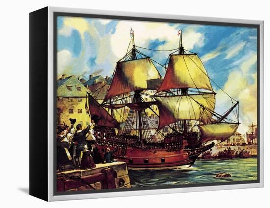 The Mayflower Leaves Plymouth-McConnell-Framed Premier Image Canvas