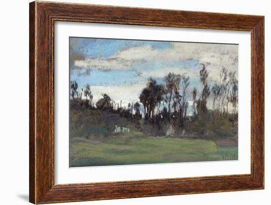 The Meadow Lined with Trees (Pastel and Gouache)-Claude Monet-Framed Giclee Print