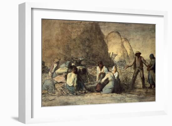 The Meal of the Harvesters-Jean-François Millet-Framed Giclee Print