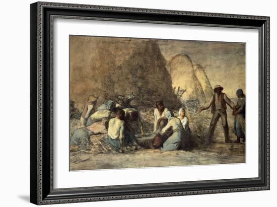 The Meal of the Harvesters-Jean-François Millet-Framed Giclee Print