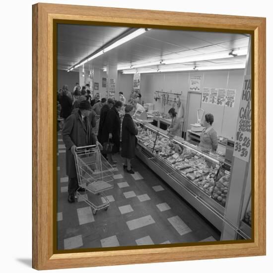 The Meat Counter at the Asda Supermarket in Rotherham, South Yorkshire, 1969-Michael Walters-Framed Premier Image Canvas