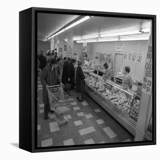 The Meat Counter at the Asda Supermarket in Rotherham, South Yorkshire, 1969-Michael Walters-Framed Premier Image Canvas