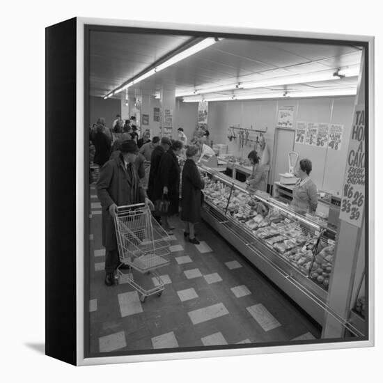 The Meat Counter at the Asda Supermarket in Rotherham, South Yorkshire, 1969-Michael Walters-Framed Premier Image Canvas